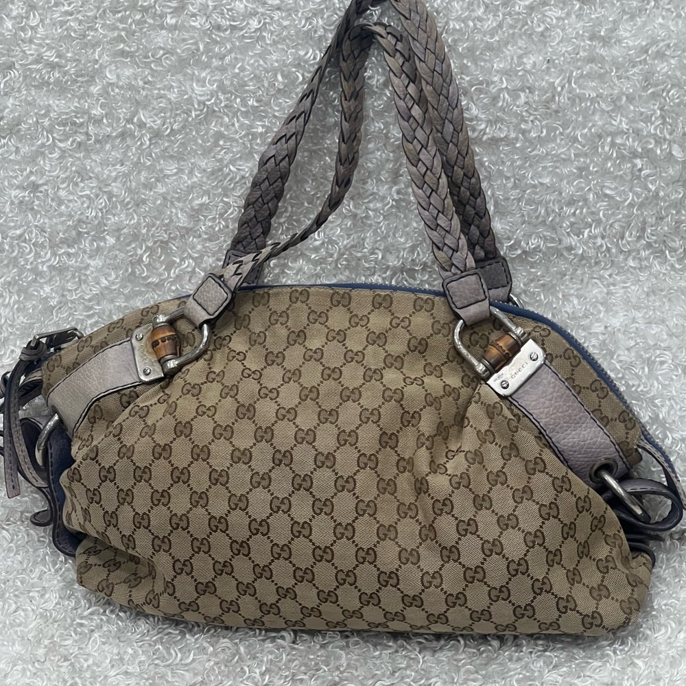 Gucci Bamboo Bar Shoulder Bag GG Canvas